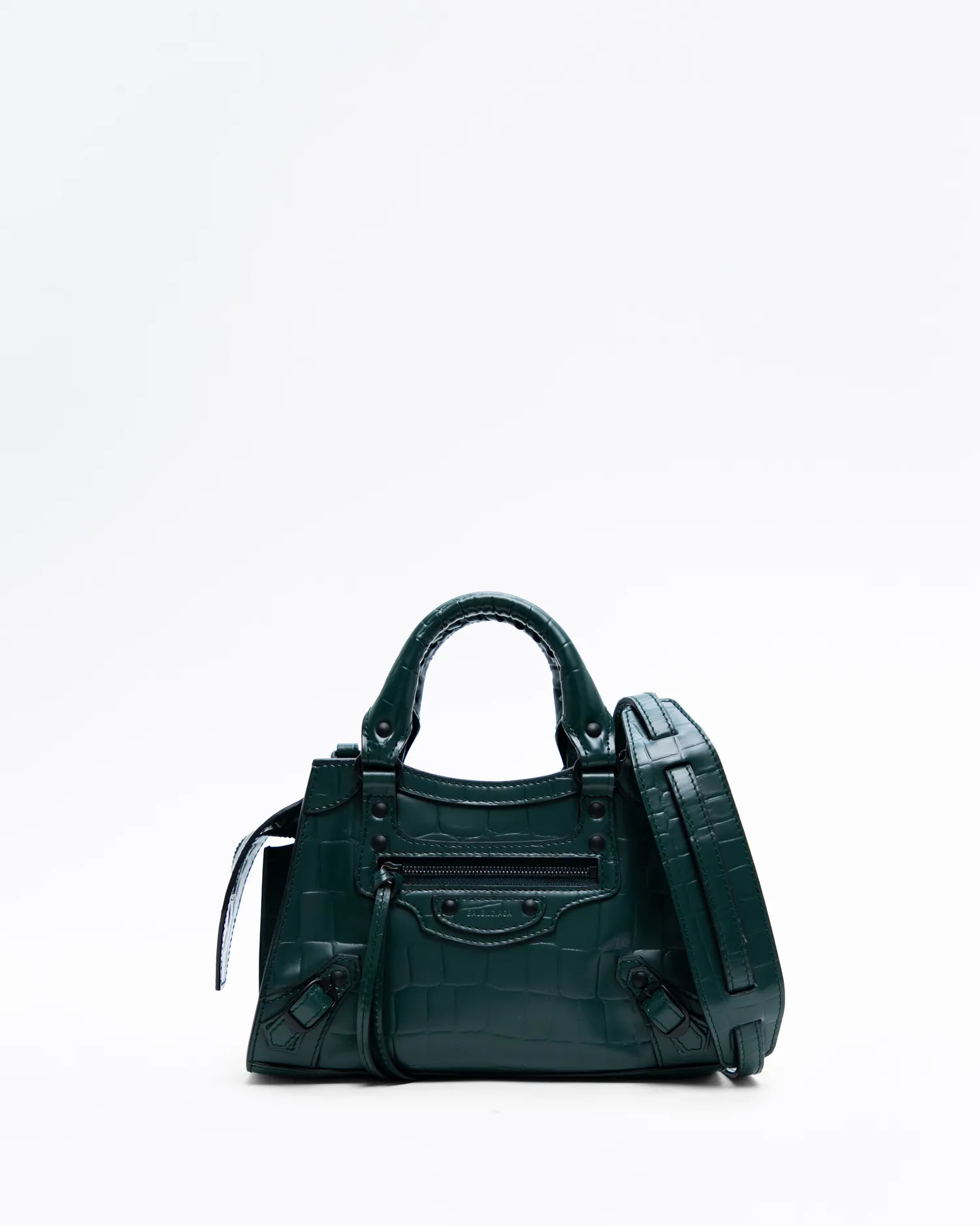 Croc-Embossed Neo Classic Mini Top Handle Bag