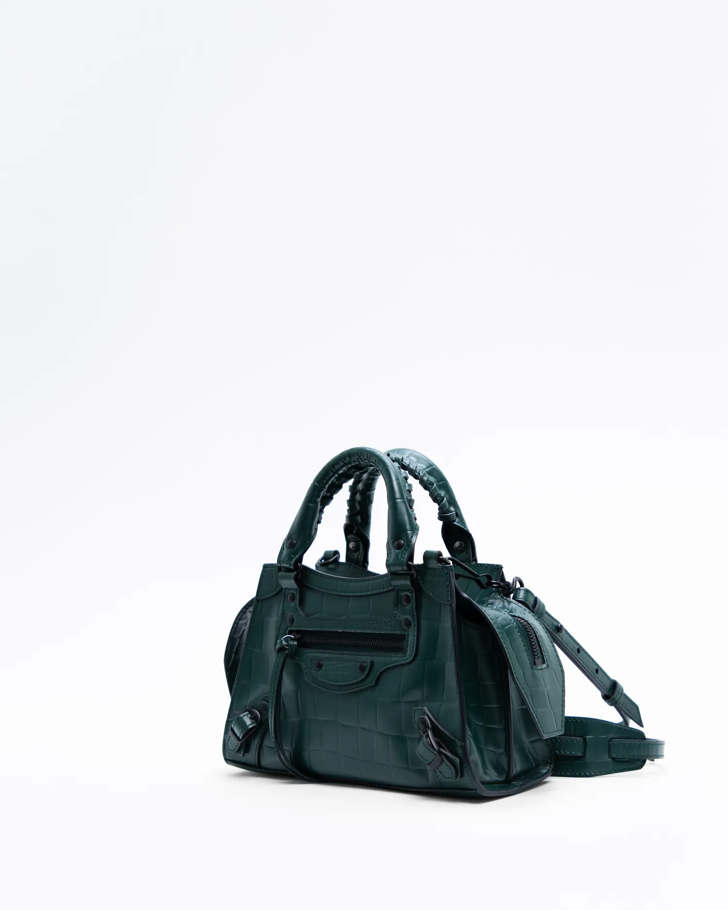 Croc-Embossed Neo Classic Mini Top Handle Bag