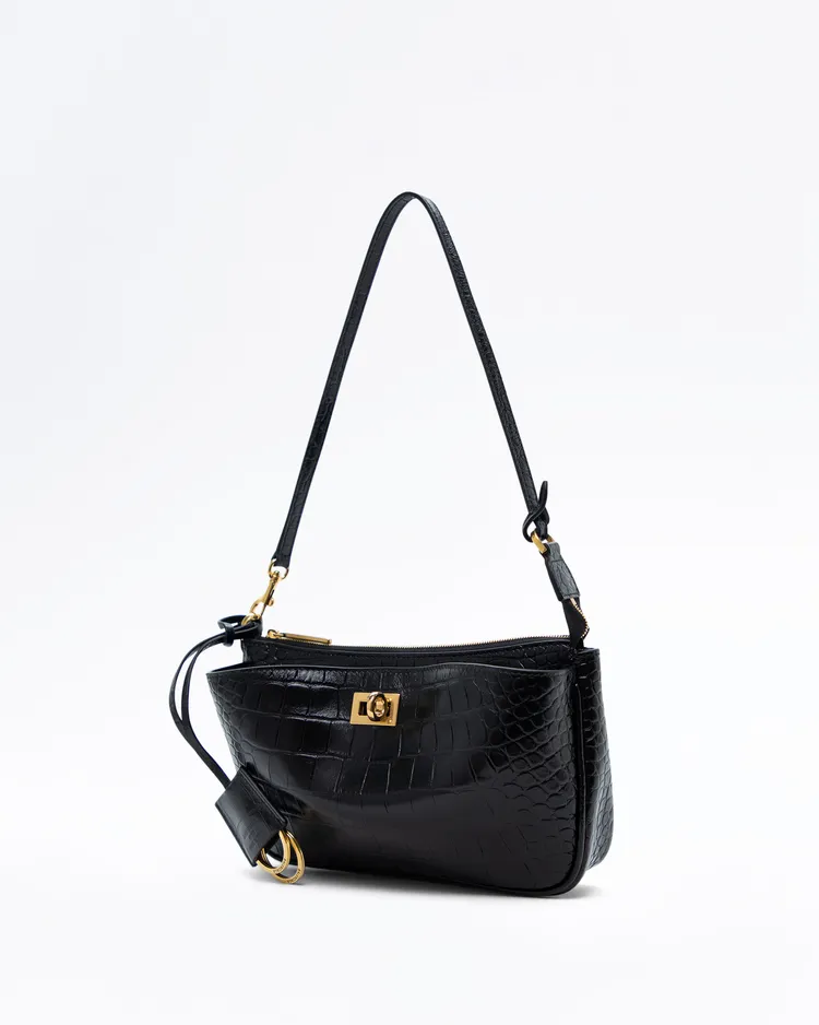 Alternate view angle of Croc-Embossed Rodeo Sling Pochette