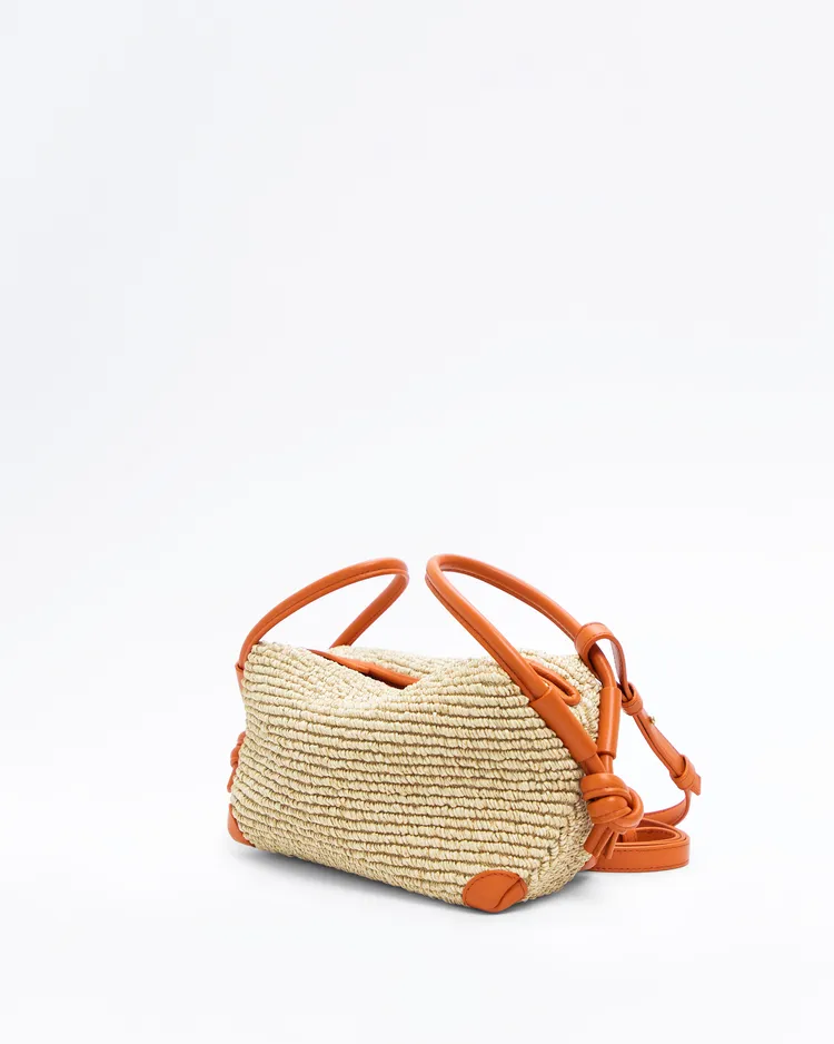 Alternate view angle of Raffia Top Handle Loop Bag