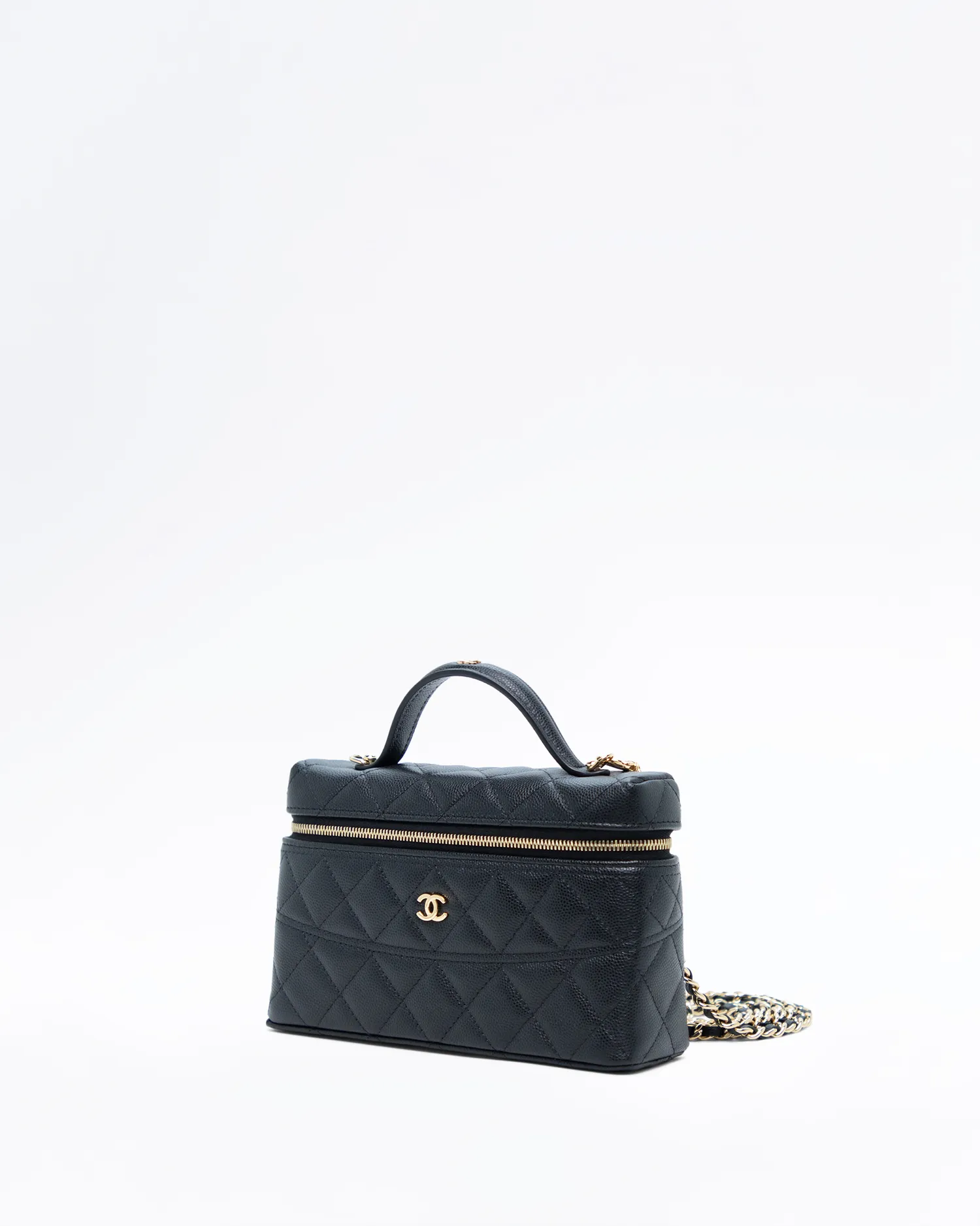 Caviar Slim Vanity Case with Chain