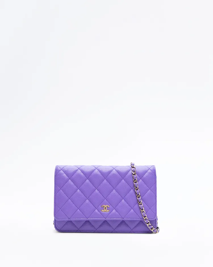 Caviar Quilted Wallet on a Chain