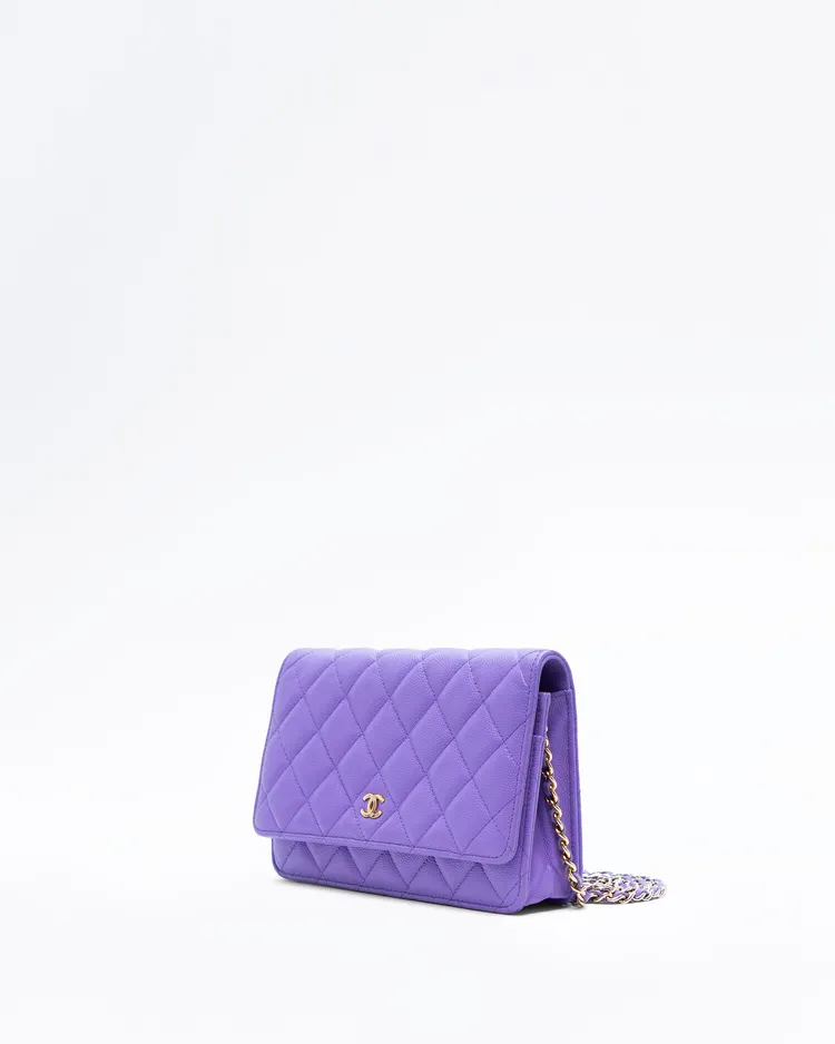 Alternate view angle of Caviar Quilted Wallet on a Chain