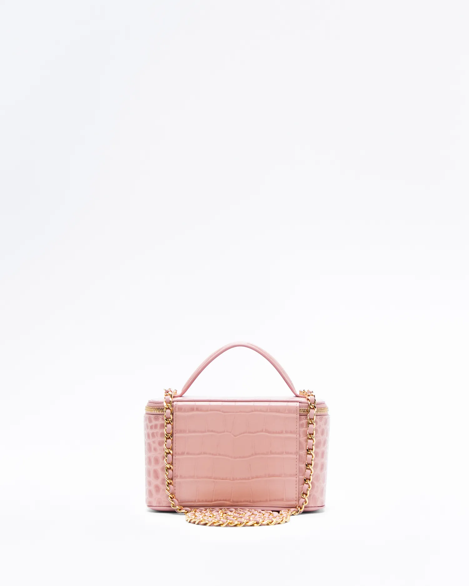 Croc-Embossed Top Handle Vanity With Chain