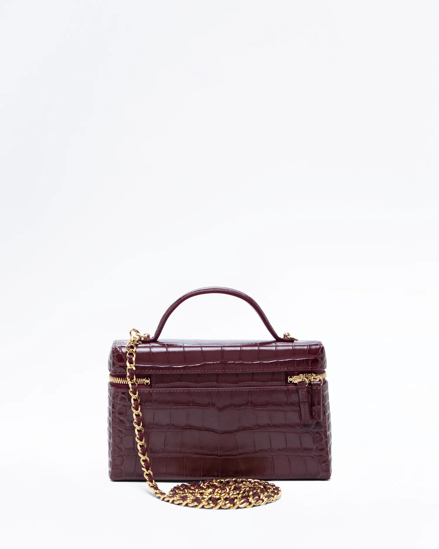 Croc-Embossed Slim Vanity Case with Chain