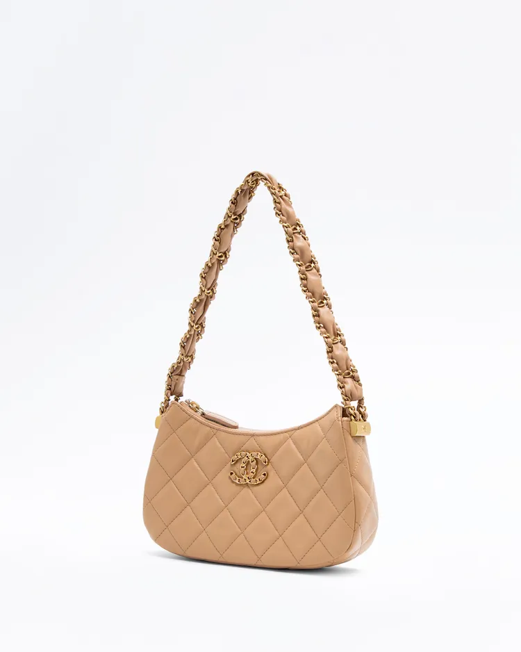 Alternate view angle of Lambskin Chanel 19 Small Hobo Bag