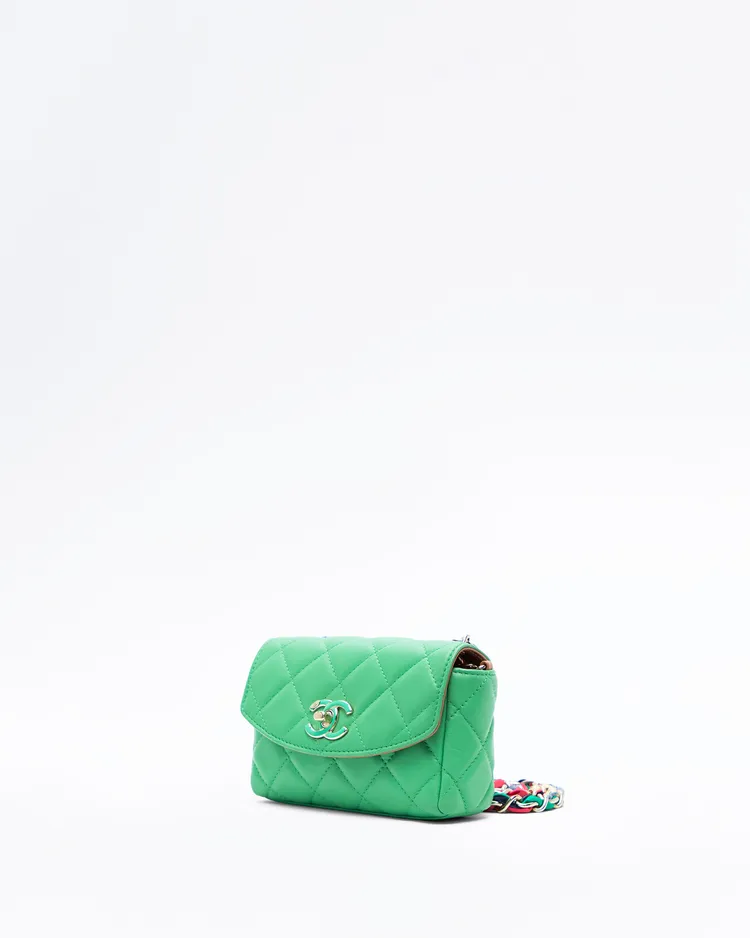 Alternate view angle of Lambskin Ribbon Chain Mini Flap Bag