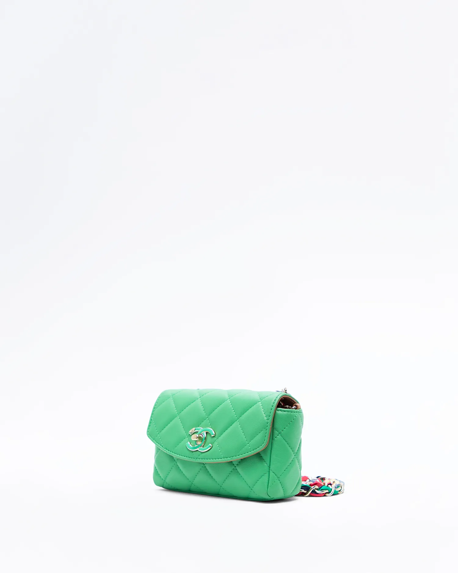 Lambskin Ribbon Chain Mini Flap Bag