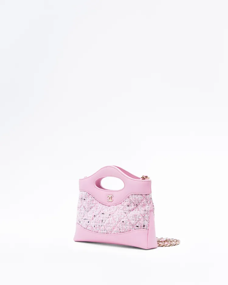 Alternate view angle of Tweed Chanel 31 Nano Shopping Bag