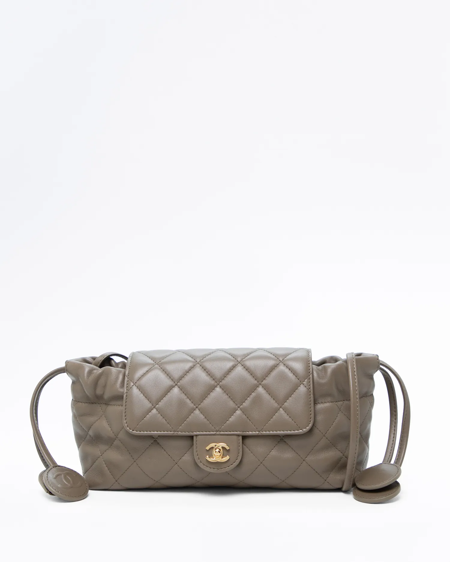 Lambskin Drawstring Clutch with Strap