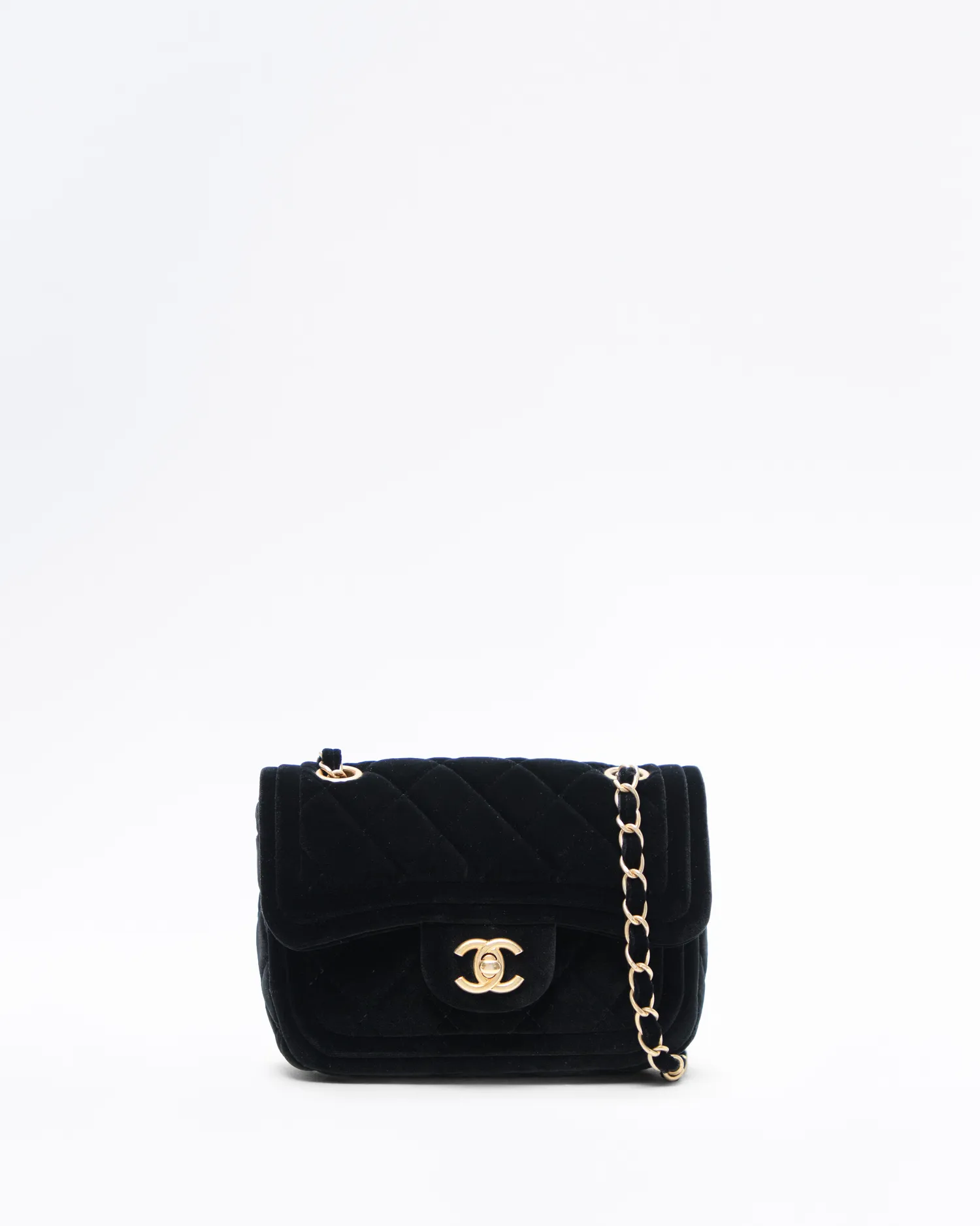 Velvet Quilted Small Single Flap Bag