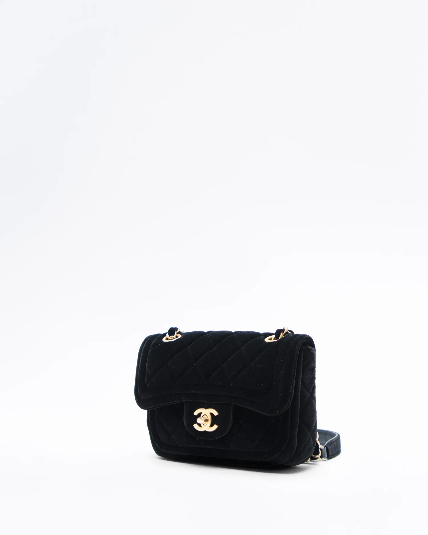 Velvet Quilted Small Single Flap Bag