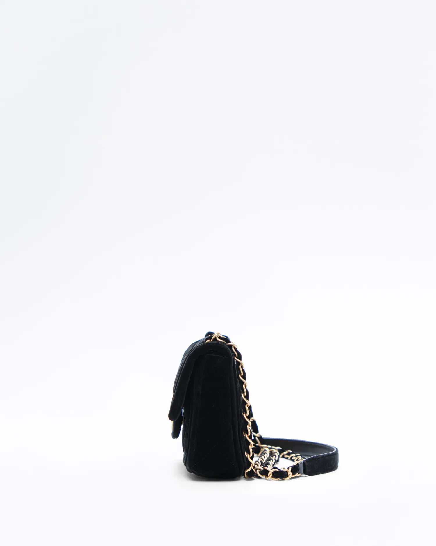 Velvet Quilted Small Single Flap Bag