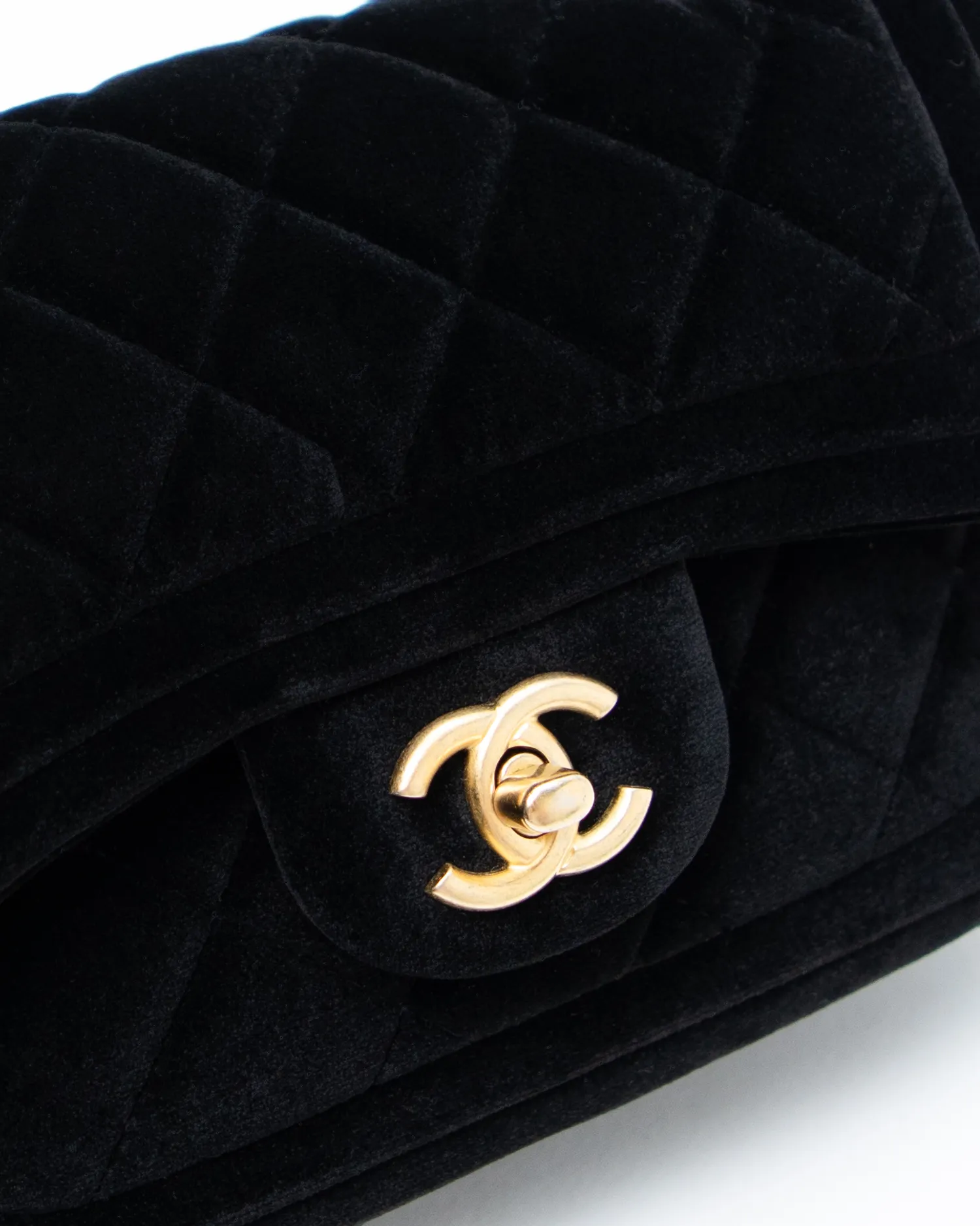 Velvet Quilted Small Single Flap Bag