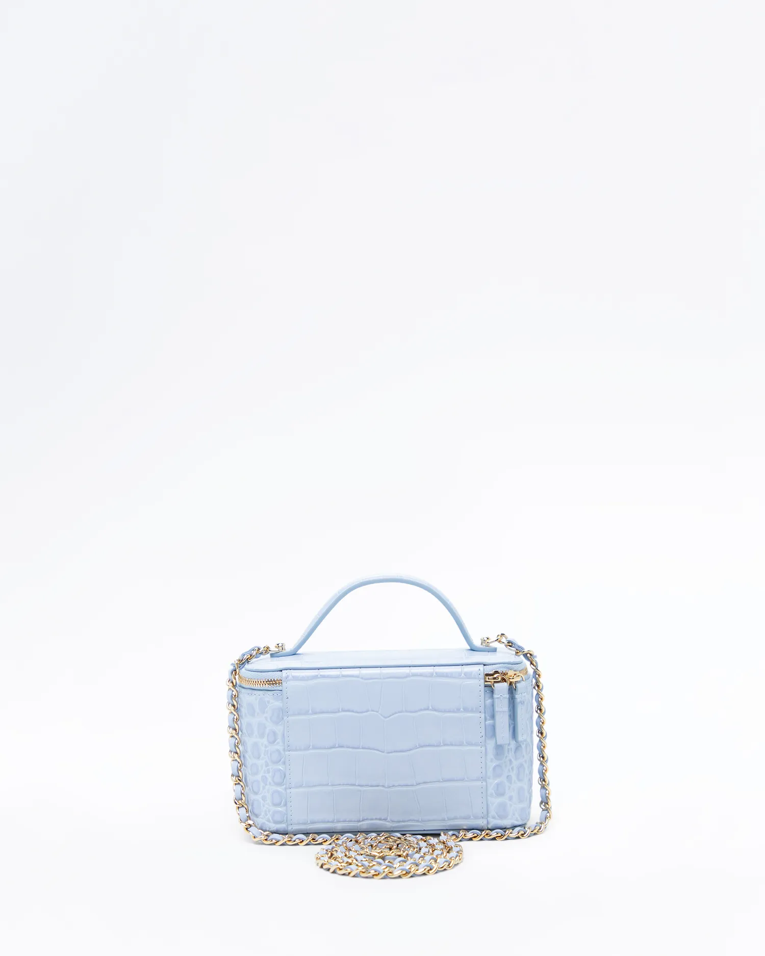 Croc-Embossed Top Handle Vanity With Chain