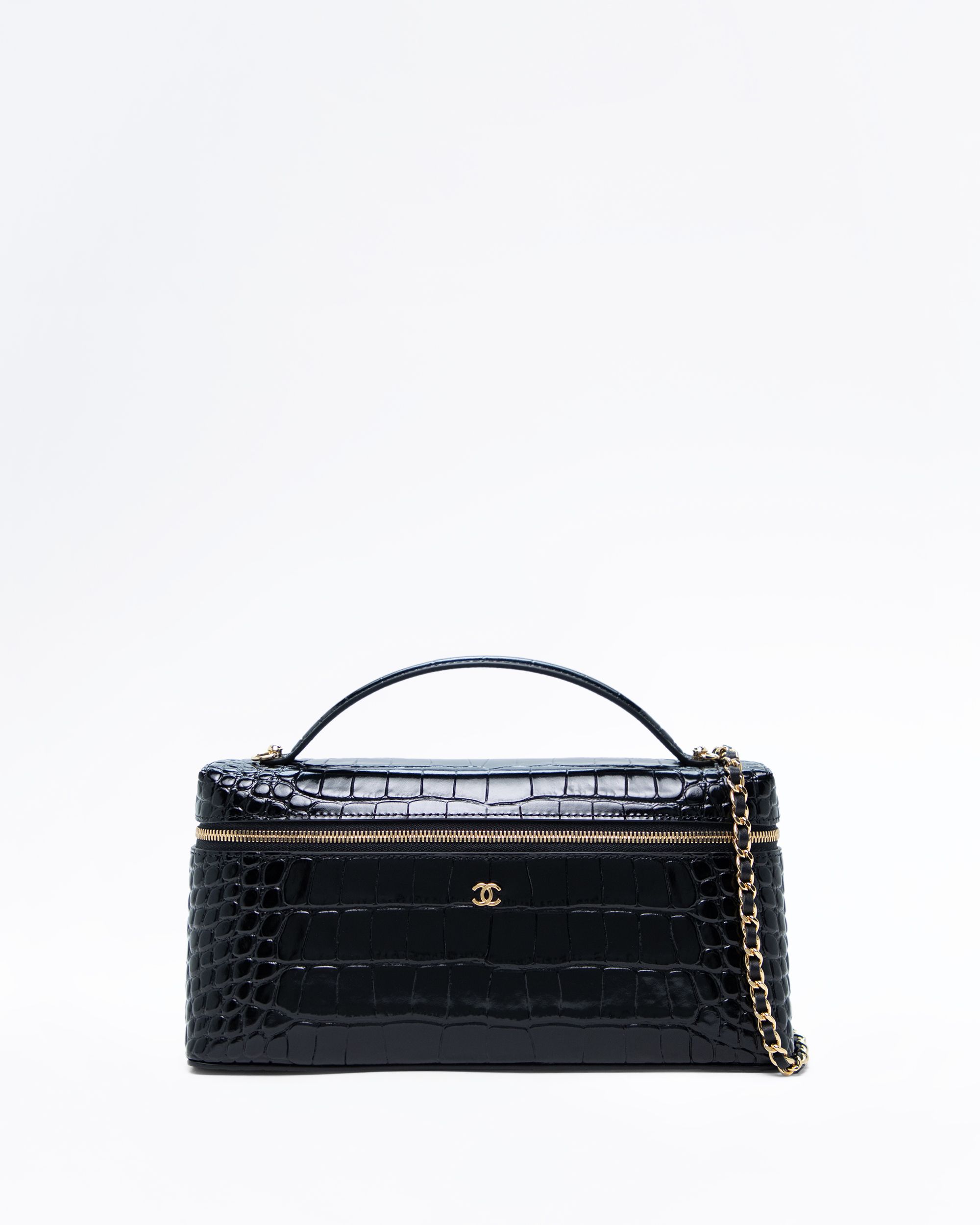 Chanel Croc-Embossed Vanity with Chain | Vivrelle