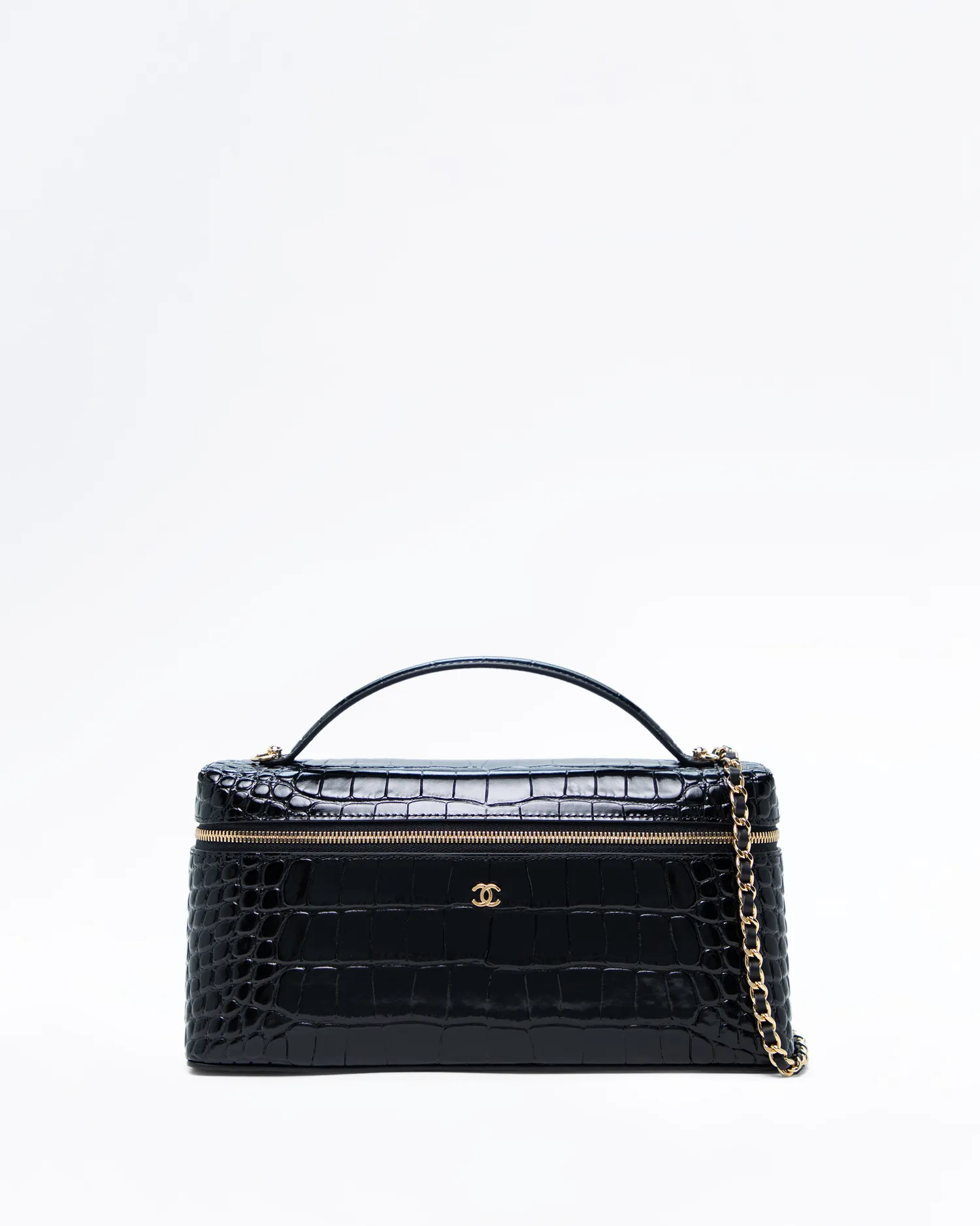 Croc-Embossed Vanity with Chain