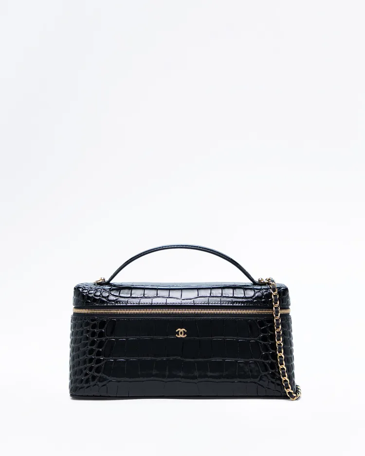 Croc-Embossed Vanity with Chain