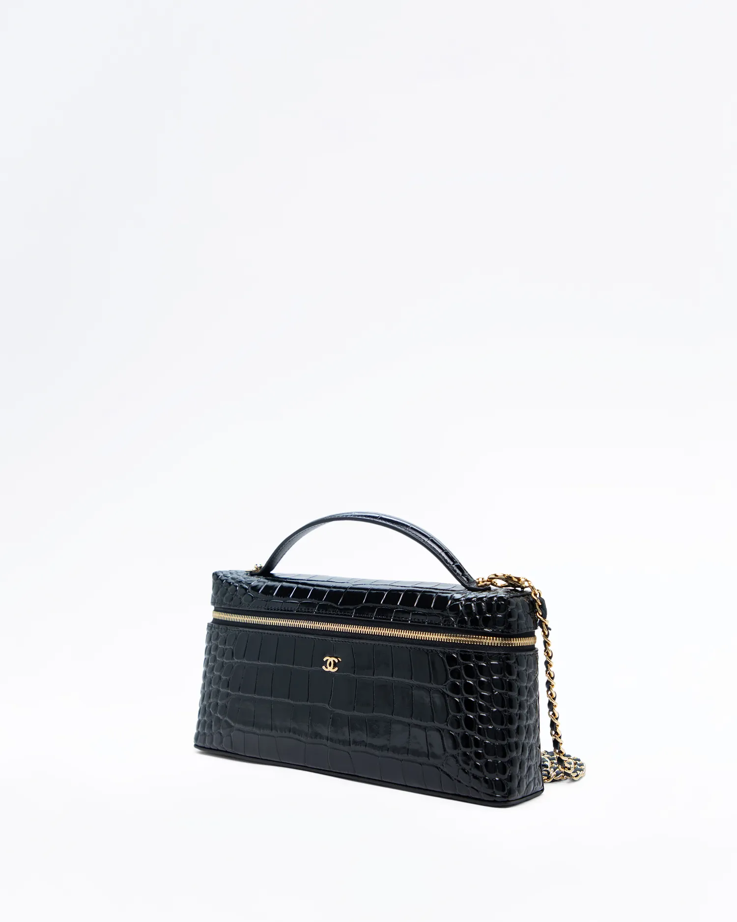 Croc-Embossed Vanity with Chain