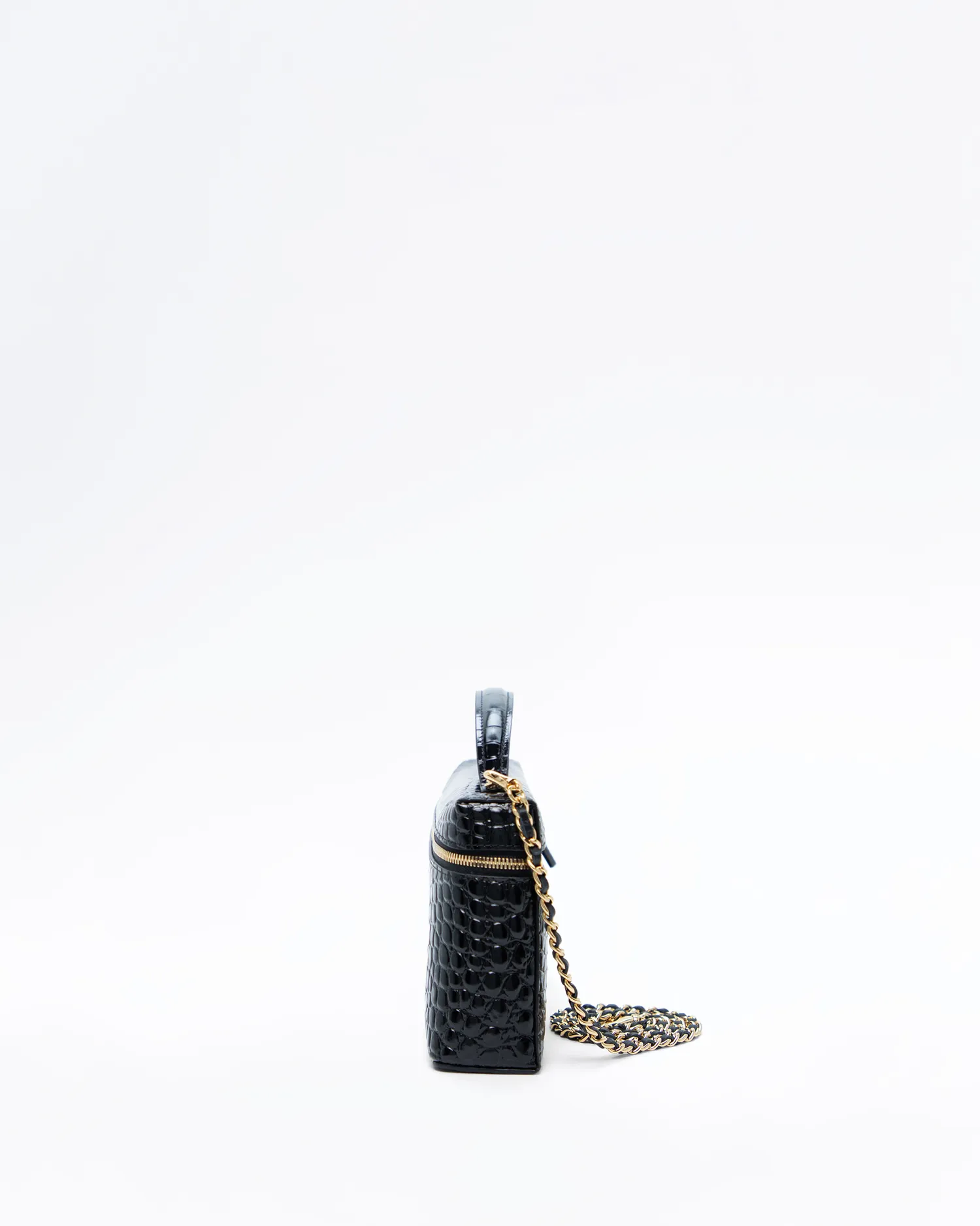 Croc-Embossed Vanity with Chain