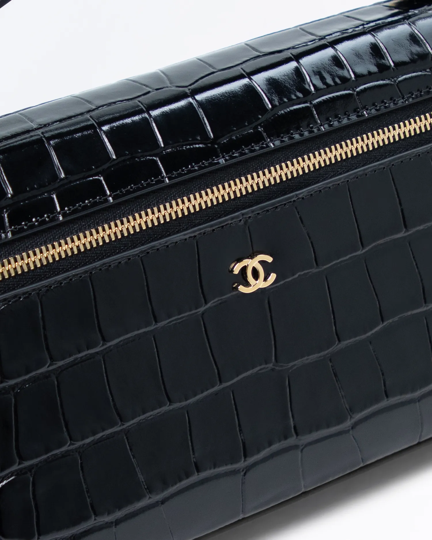 Croc-Embossed Vanity with Chain