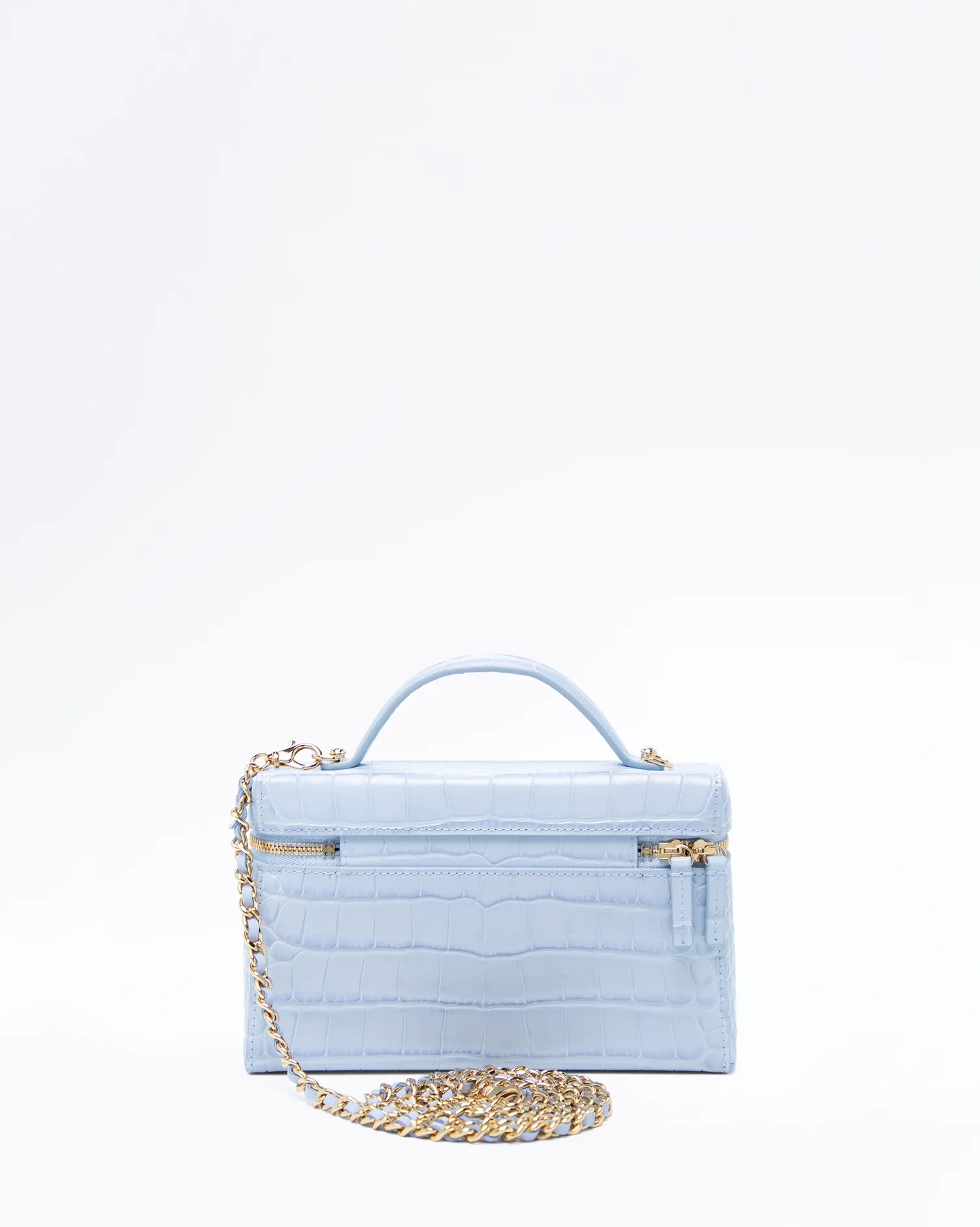 Croc-Embossed Slim Vanity Case with Chain