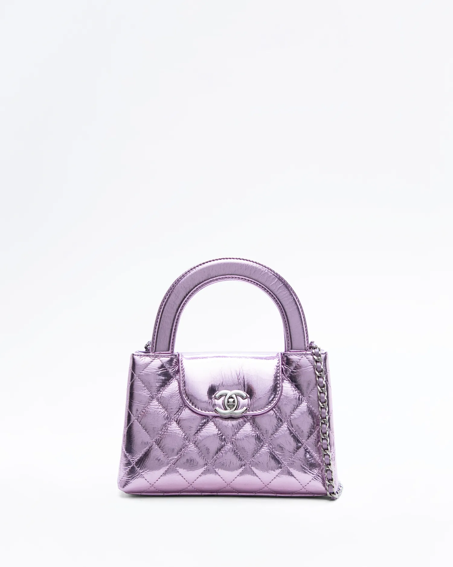 Metallic  Kelly Top Handle Nano Shopping Bag