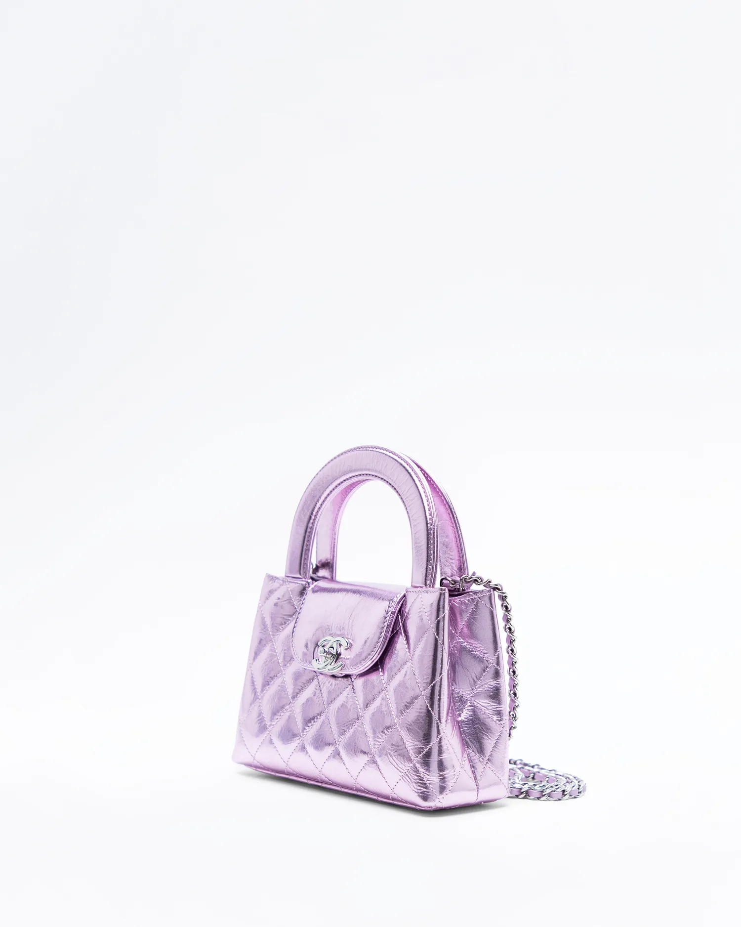 Metallic  Kelly Top Handle Nano Shopping Bag