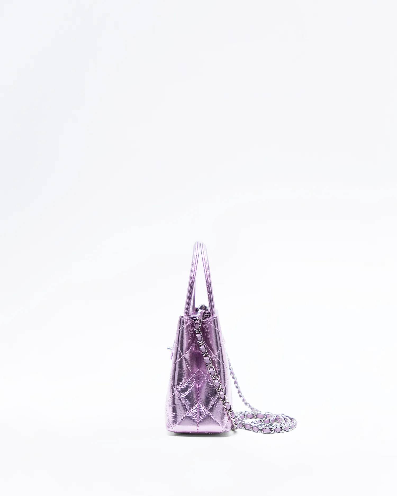 Metallic  Kelly Top Handle Nano Shopping Bag
