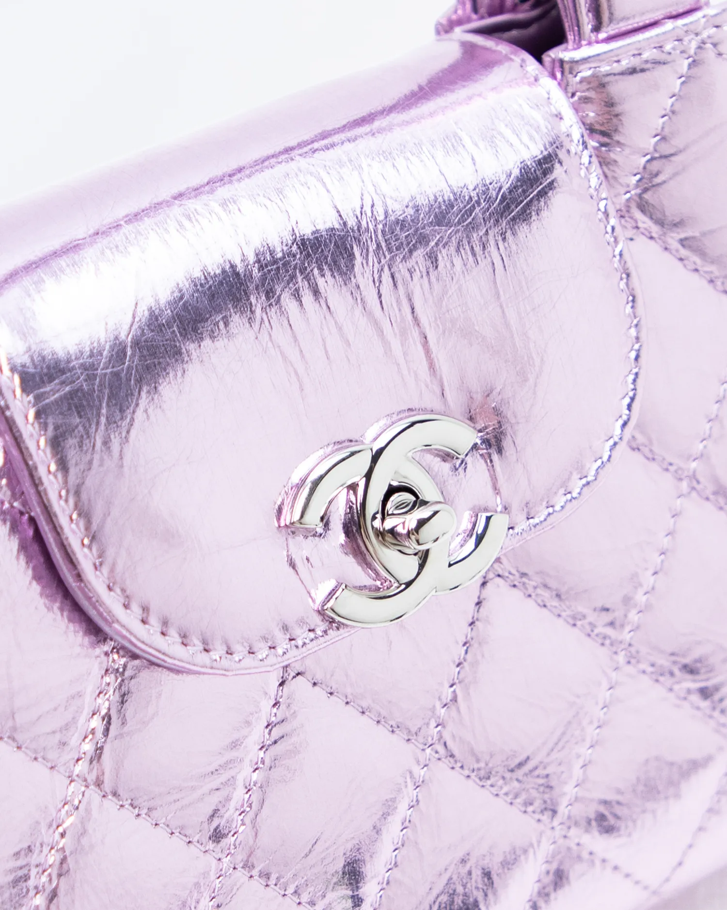 Metallic  Kelly Top Handle Nano Shopping Bag