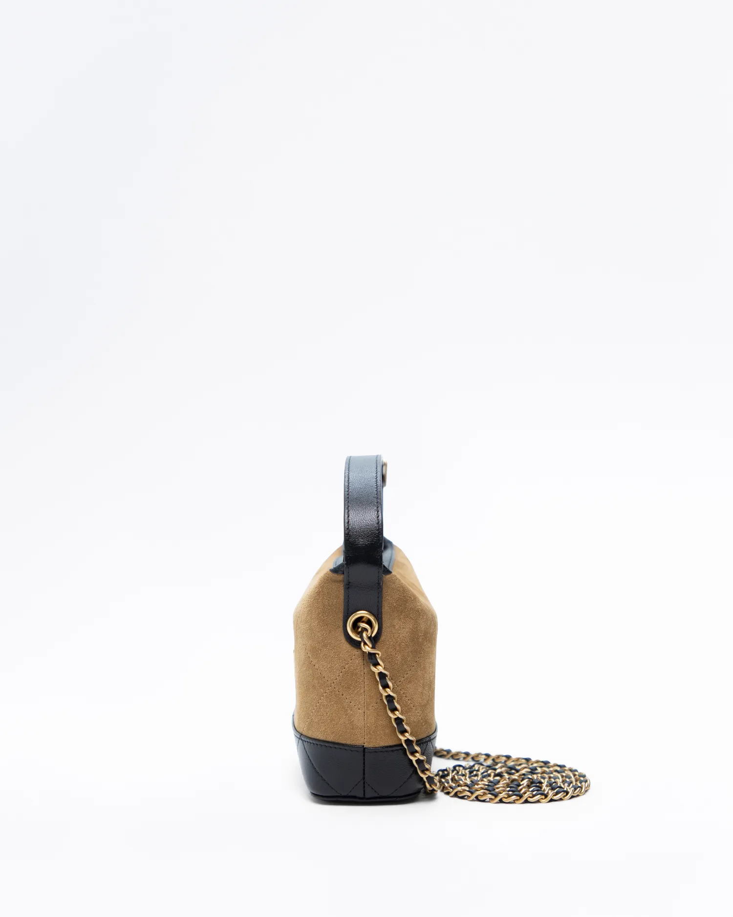 Suede Quilted Hobo Clutch with Chain