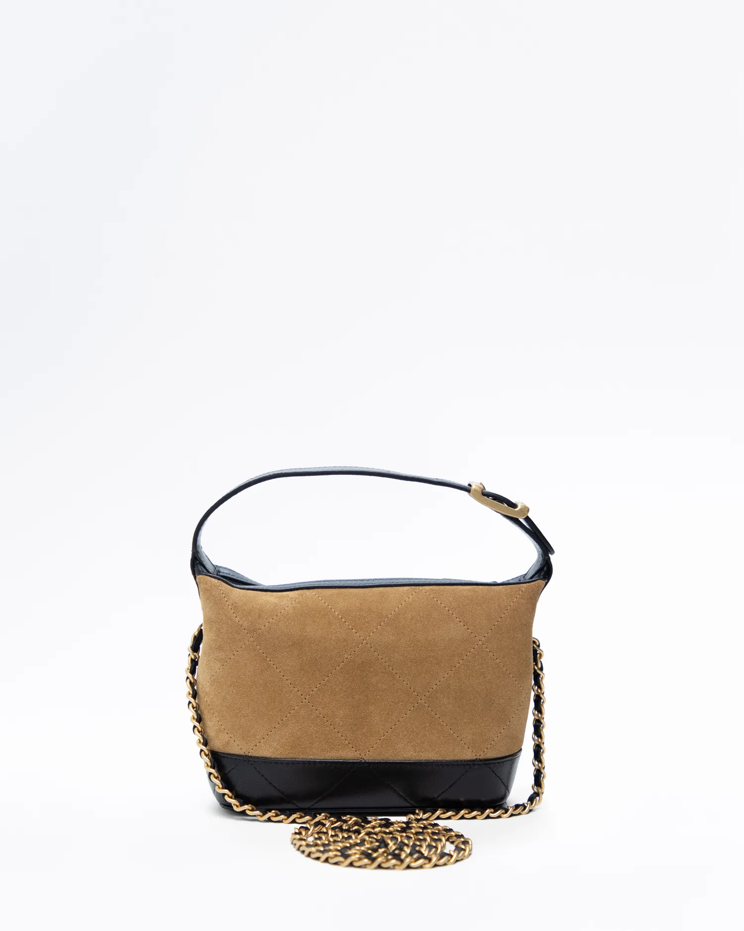 Suede Quilted Hobo Clutch with Chain