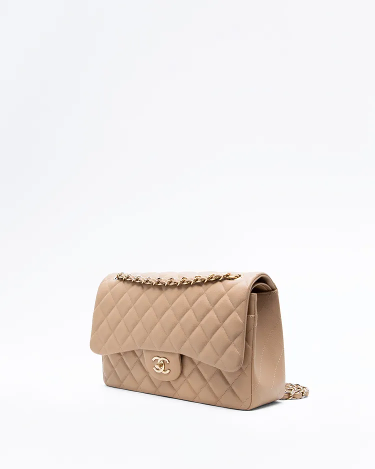 Alternate view angle of Caviar Quilted Large Classic Double Flap Bag