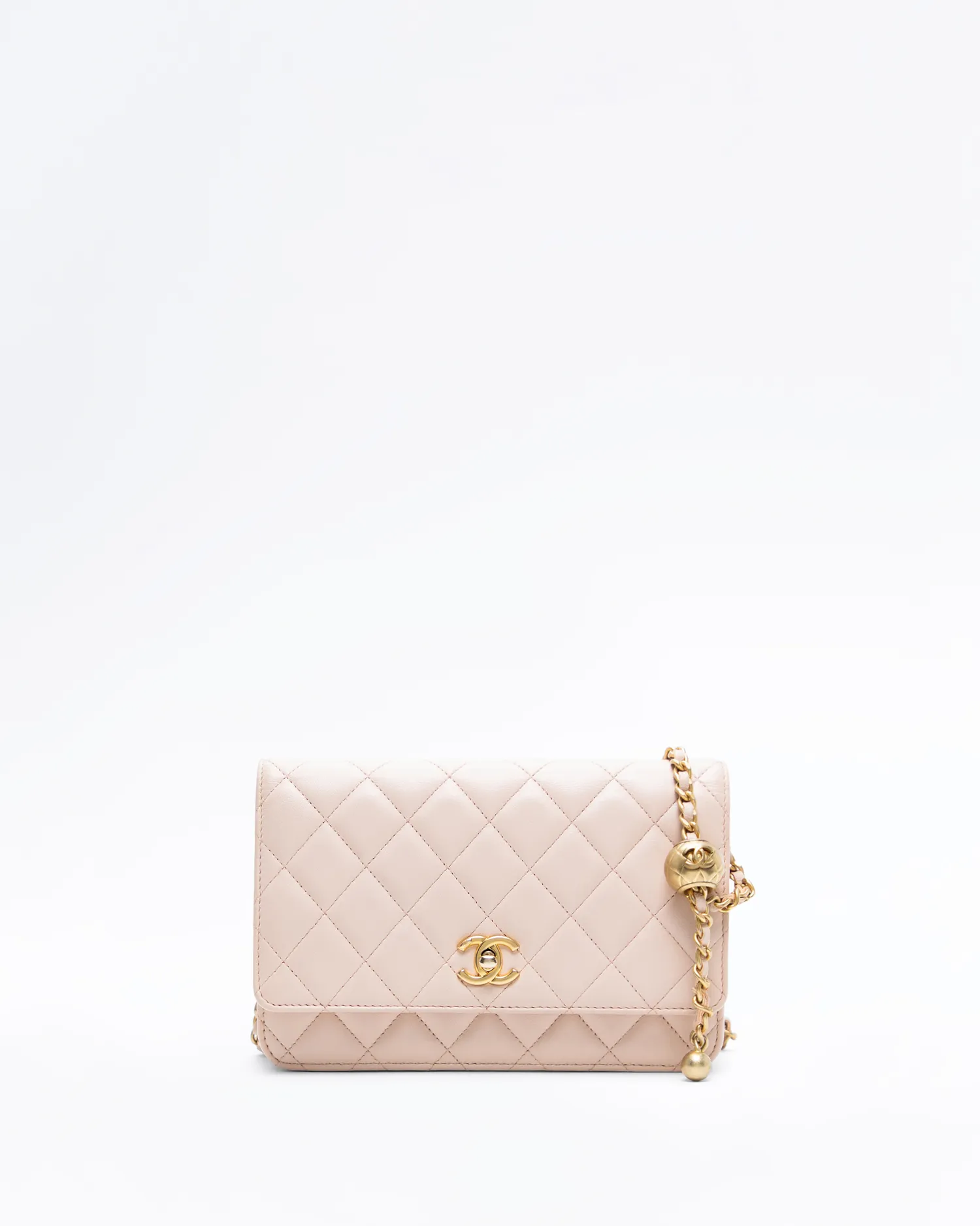 Lambskin Pearl Crush Wallet on a Chain