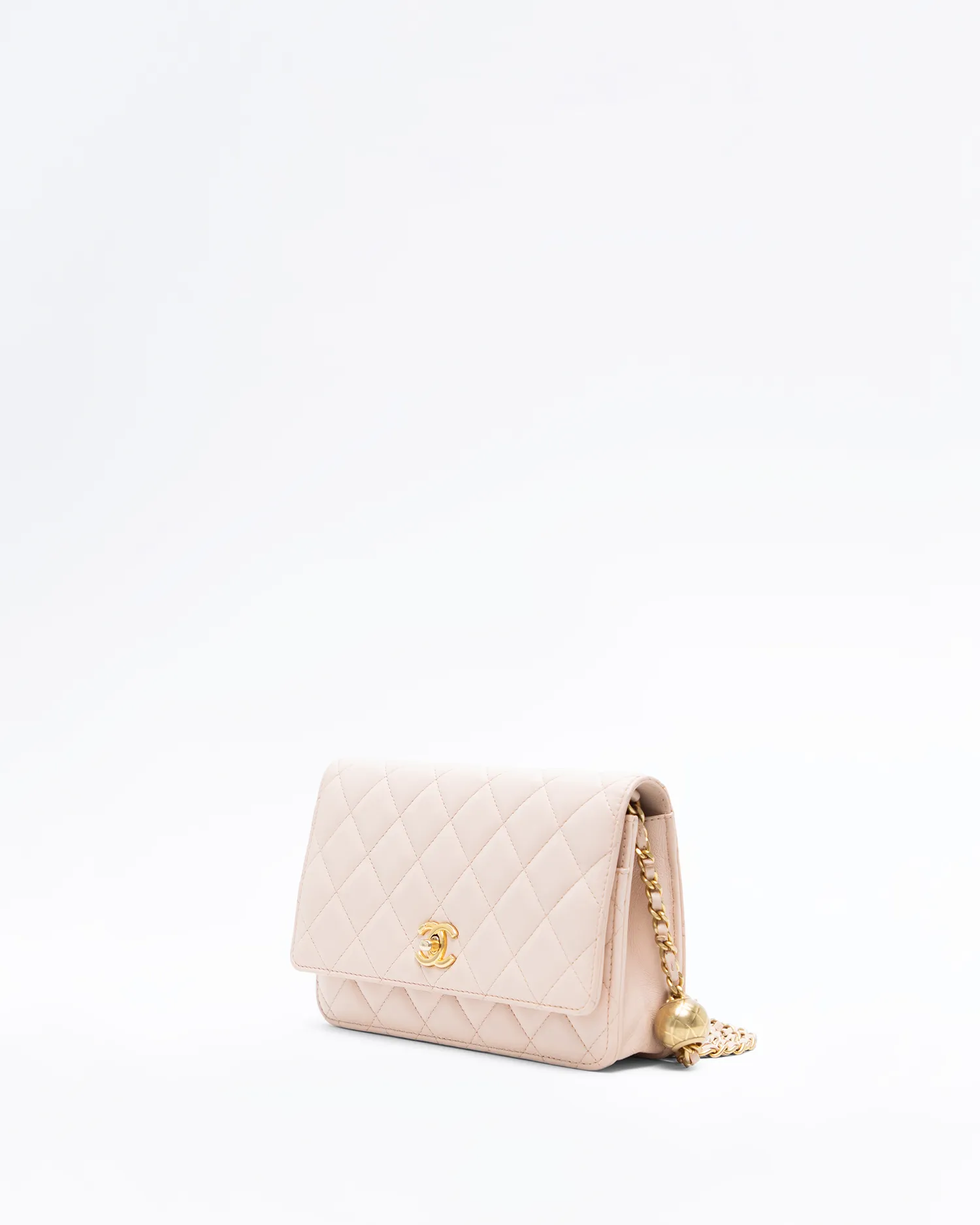 Lambskin Pearl Crush Wallet on a Chain