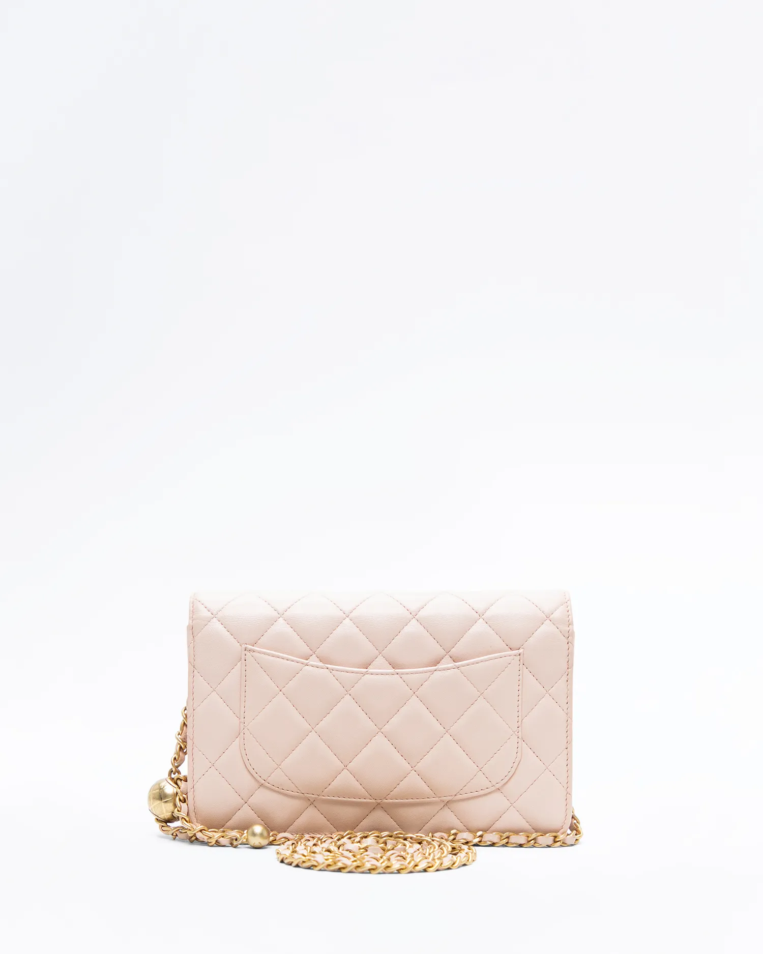 Lambskin Pearl Crush Wallet on a Chain