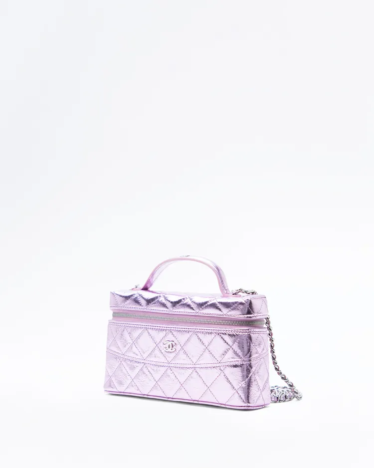 Alternate view angle of Metallic Slim Vanity Case with Chain