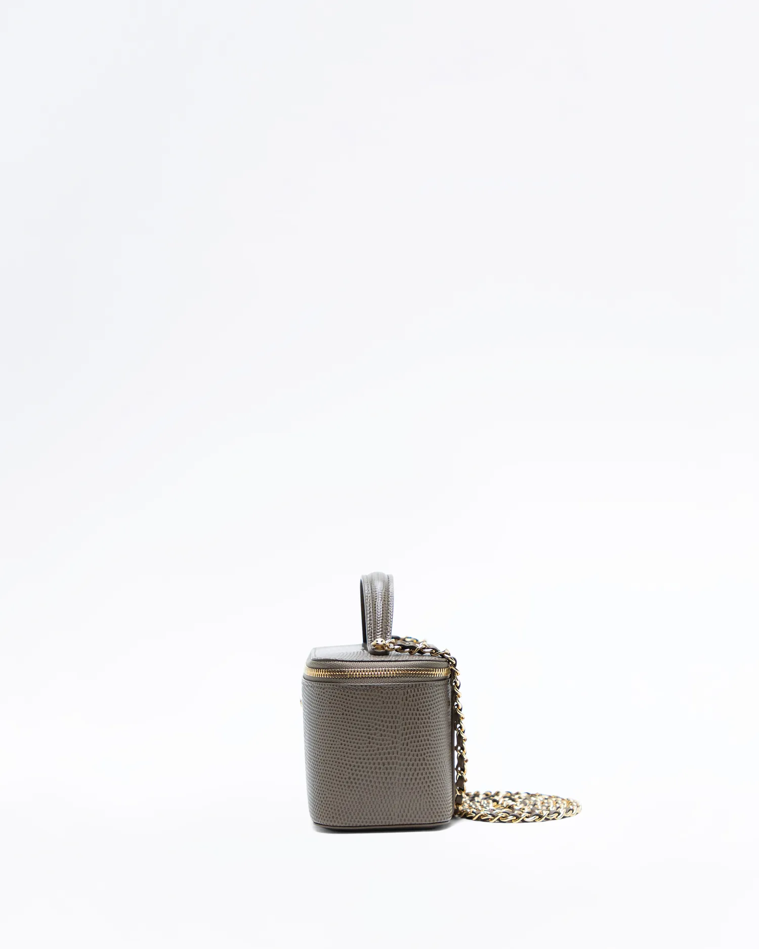 Croc-Embossed Top Handle Vanity With Chain