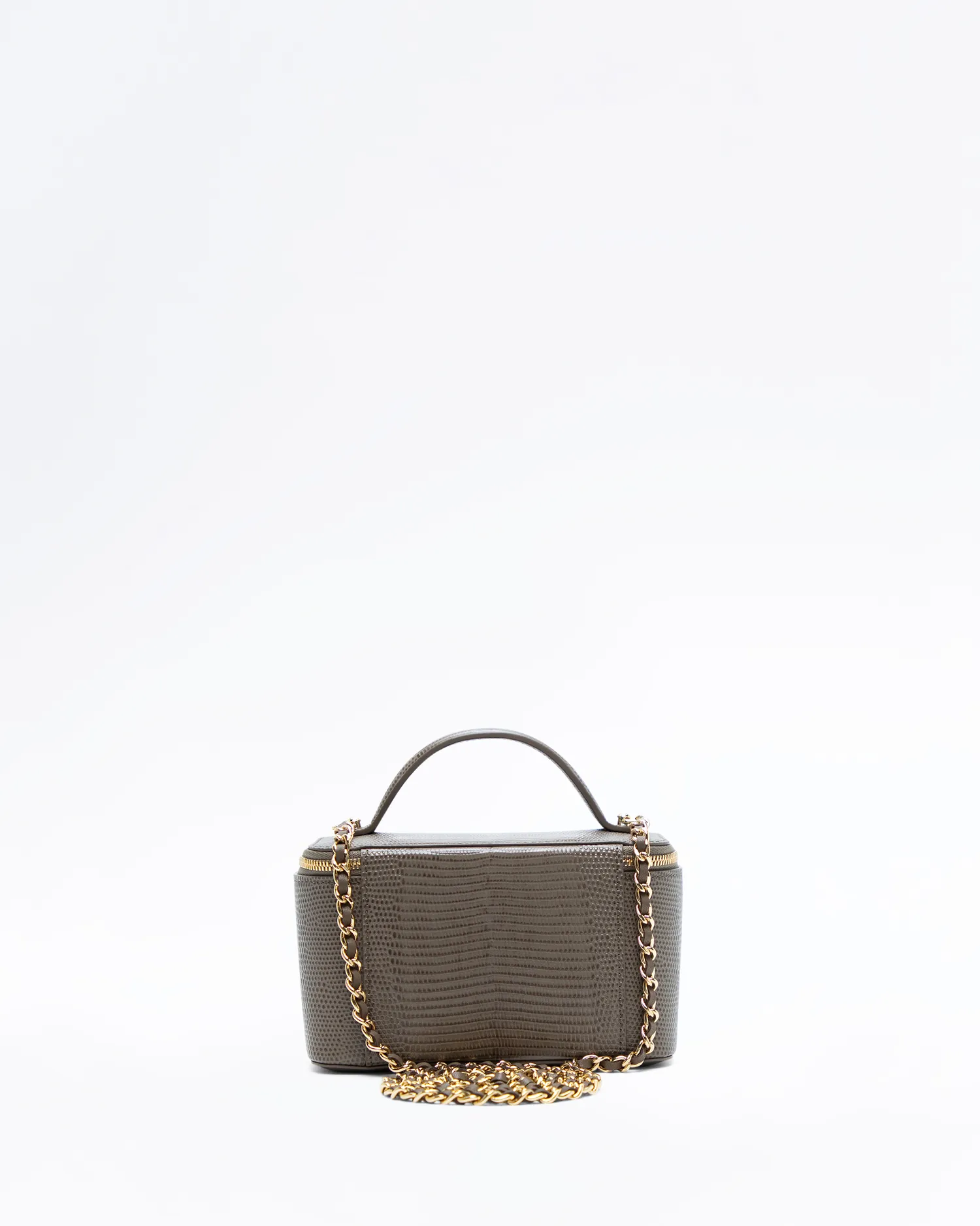 Croc-Embossed Top Handle Vanity With Chain