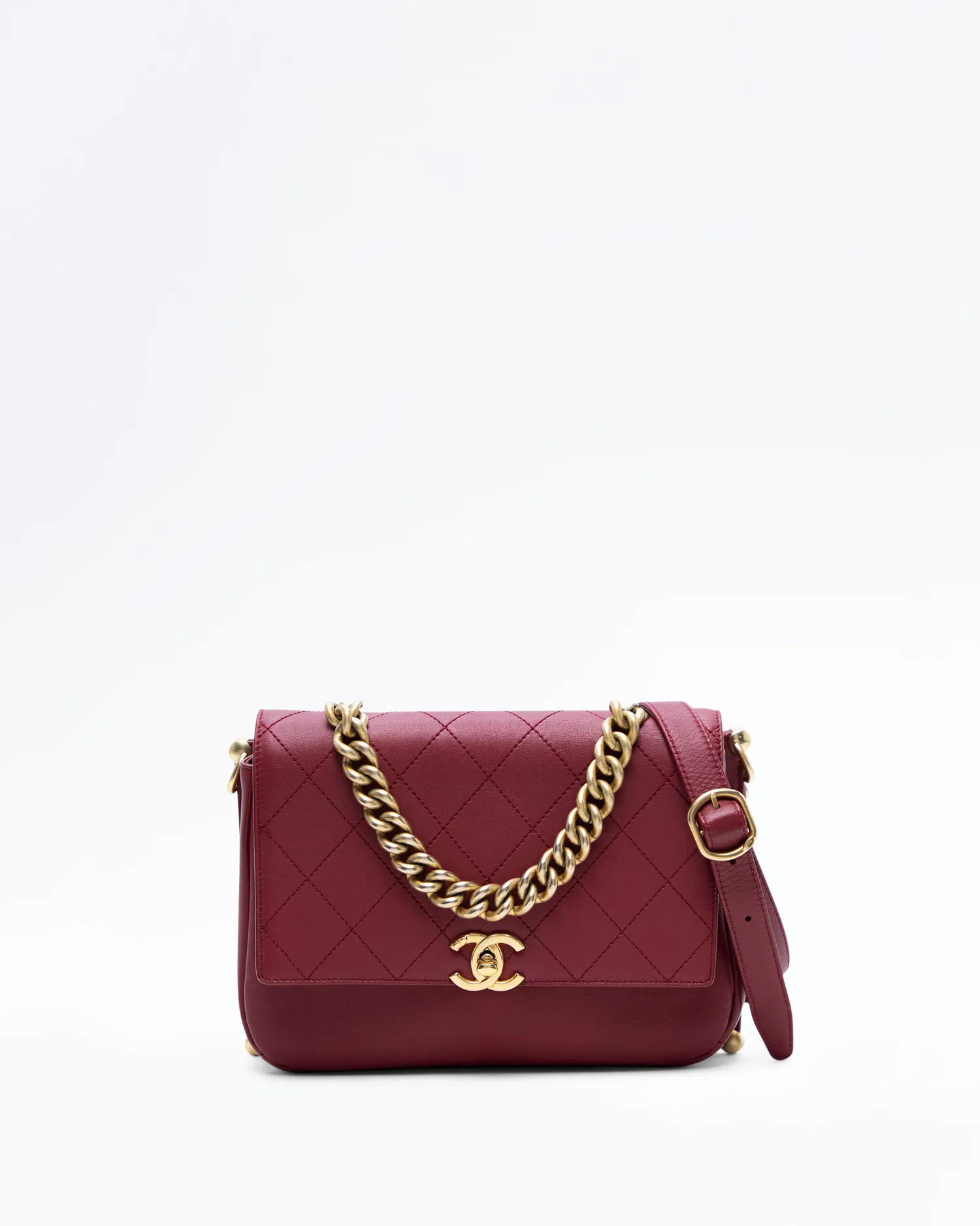 Chain Top Handle Frame Flap Bag