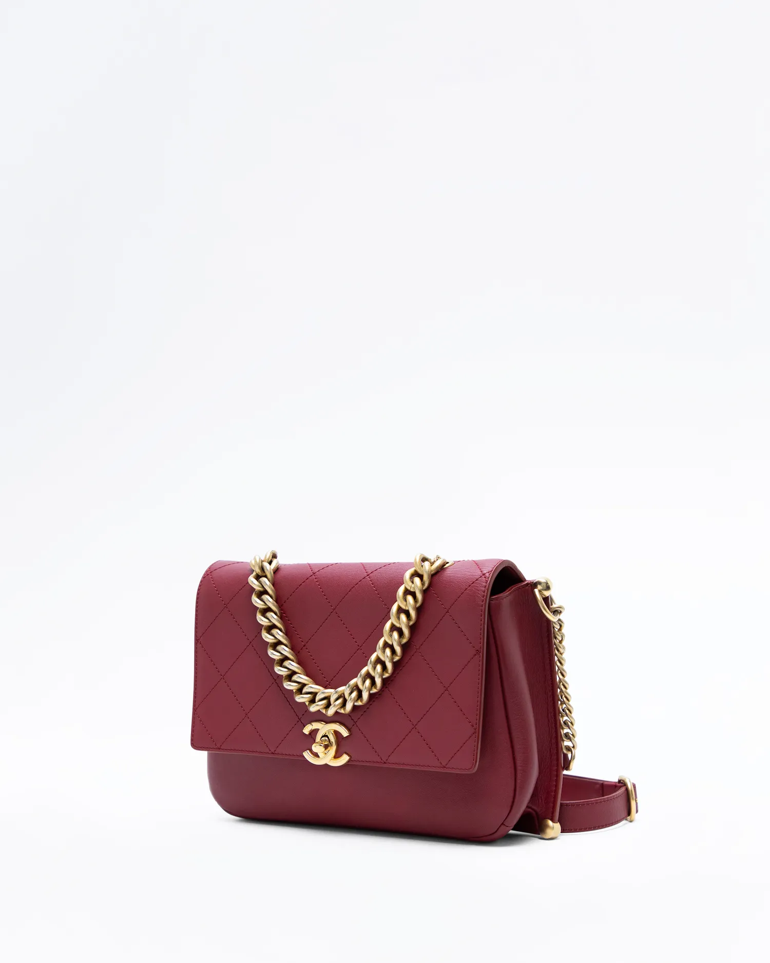 Chain Top Handle Frame Flap Bag