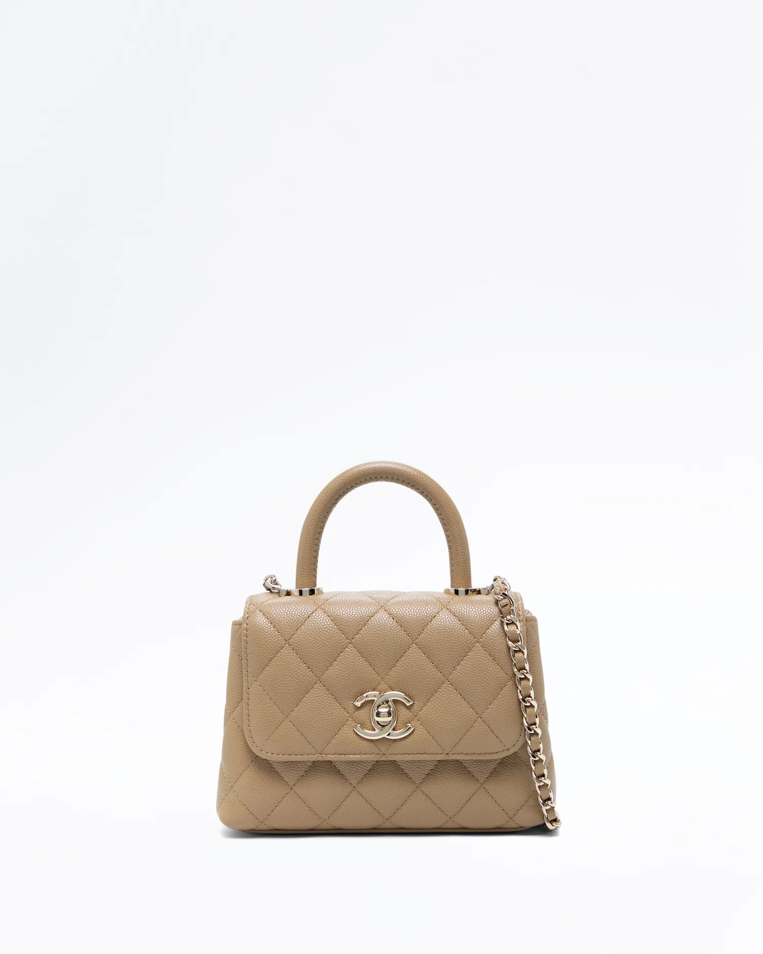 Caviar Coco Handle Clutch with Chain