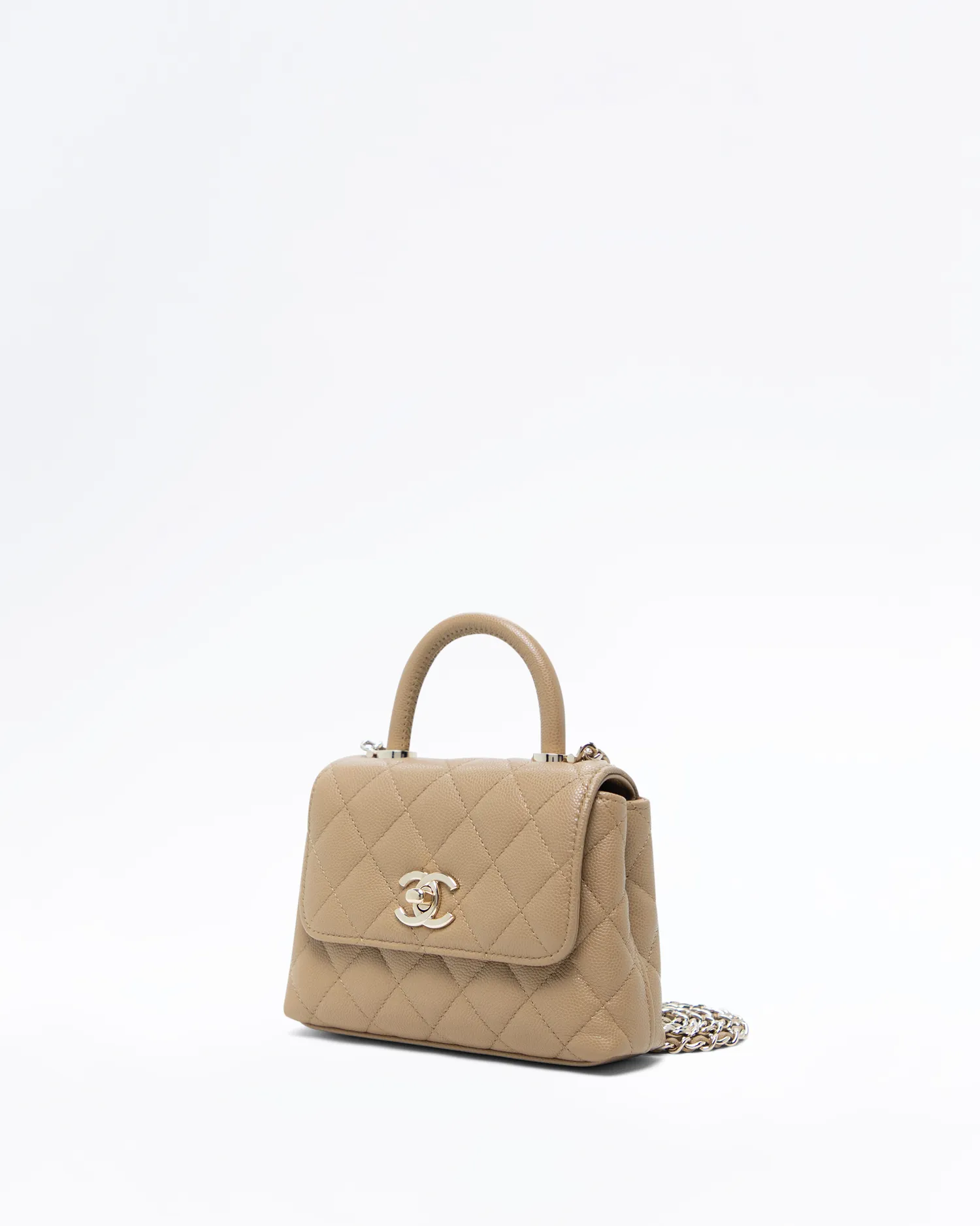 Caviar Coco Handle Clutch with Chain