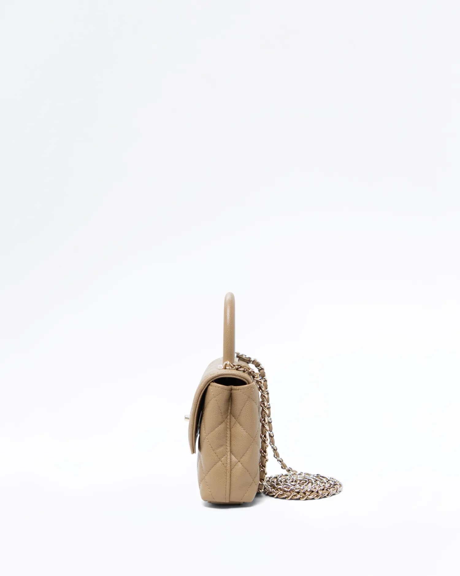 Caviar Coco Handle Clutch with Chain