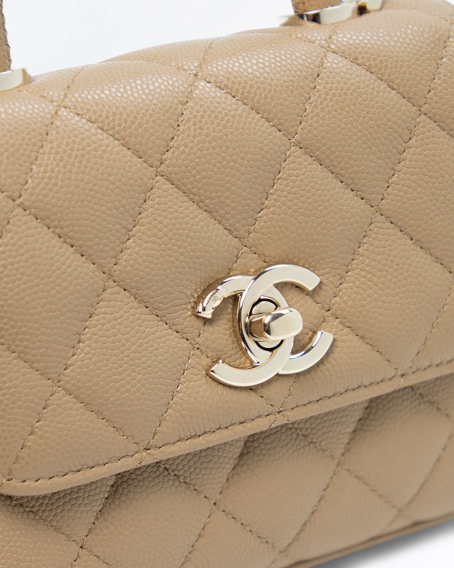 Caviar Coco Handle Clutch with Chain