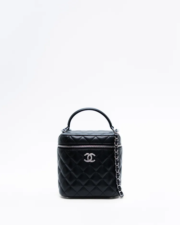 Lambskin Top Handle Vanity with Chain