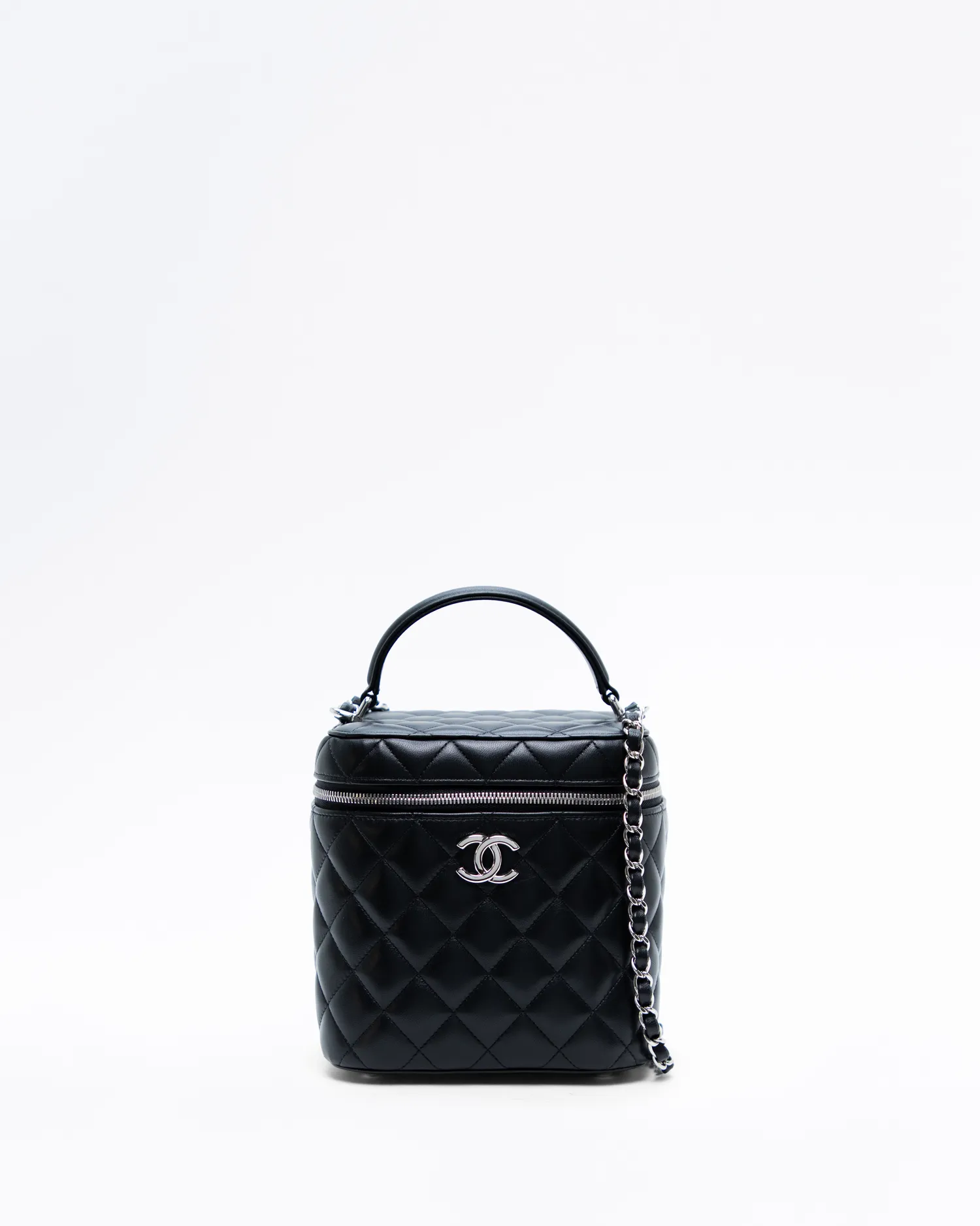 Lambskin Top Handle Vanity with Chain