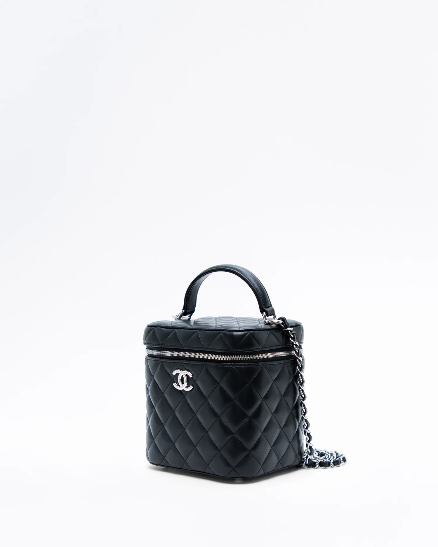 Lambskin Top Handle Vanity with Chain