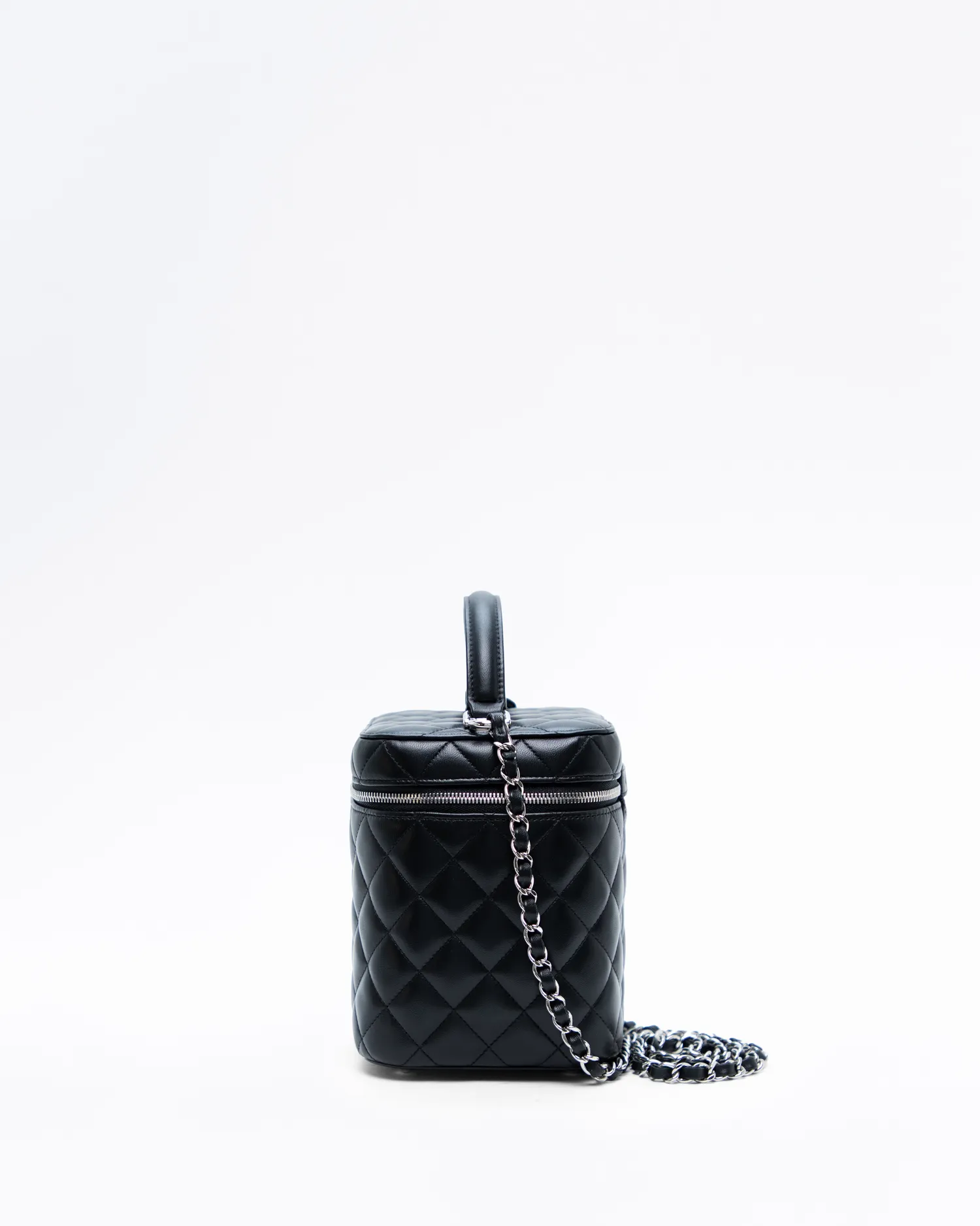 Lambskin Top Handle Vanity with Chain