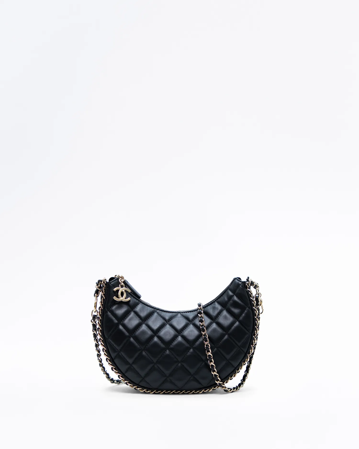 Lambskin Chain Around Small Hobo Bag